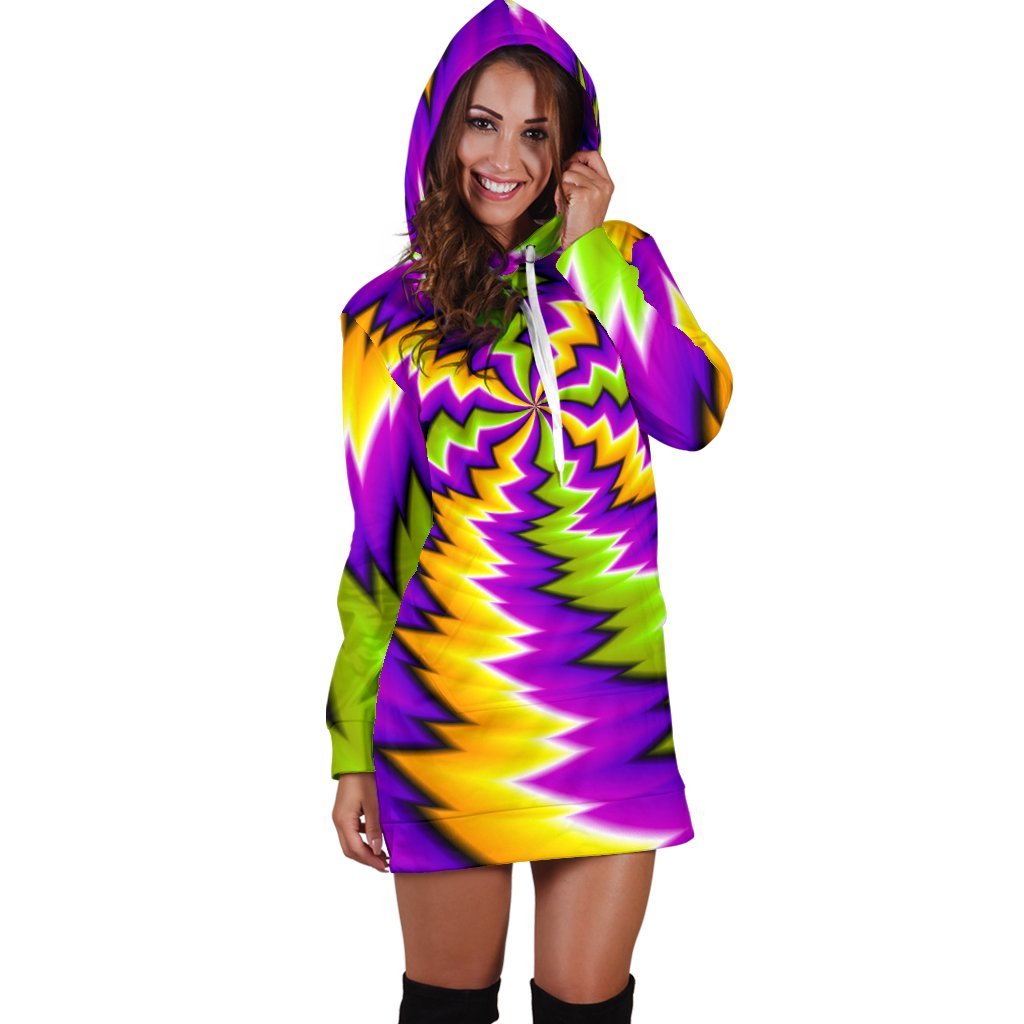 Dizzy Vortex Moving Optical Illusion Hoodie Dress GearFrost