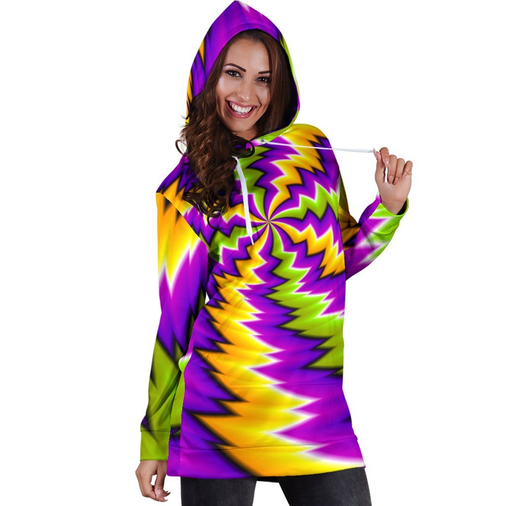 Dizzy Vortex Moving Optical Illusion Hoodie Dress GearFrost