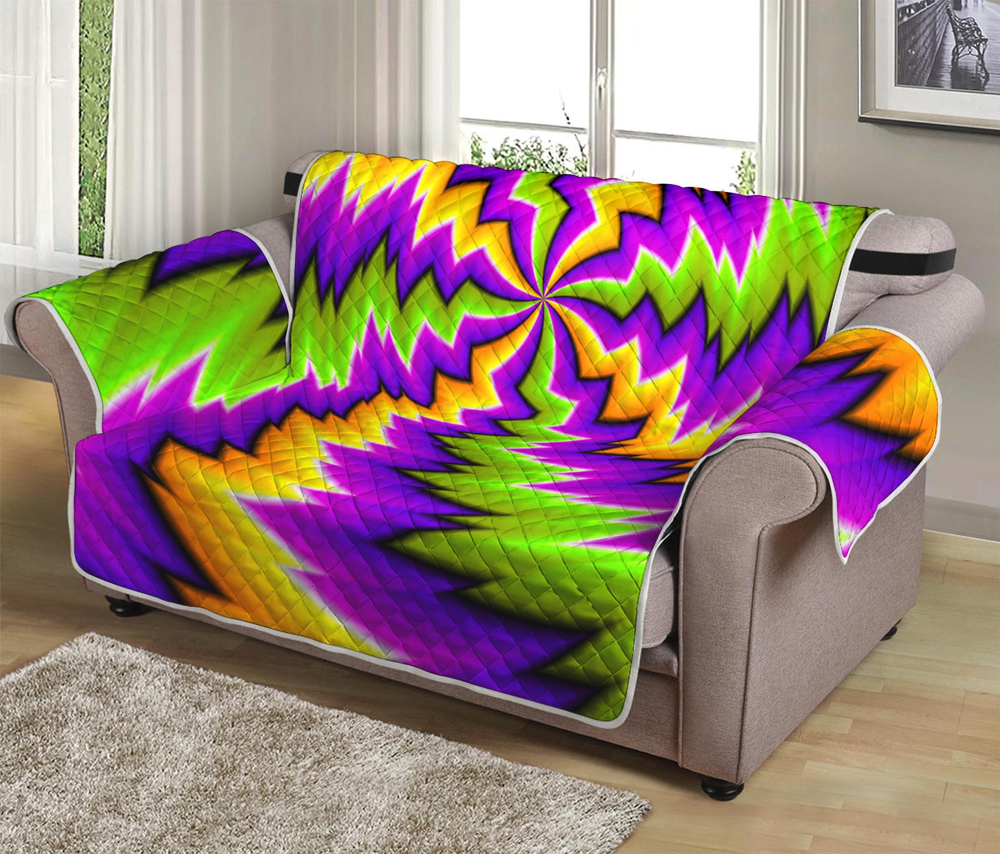 Dizzy Vortex Moving Optical Illusion Loveseat Protector