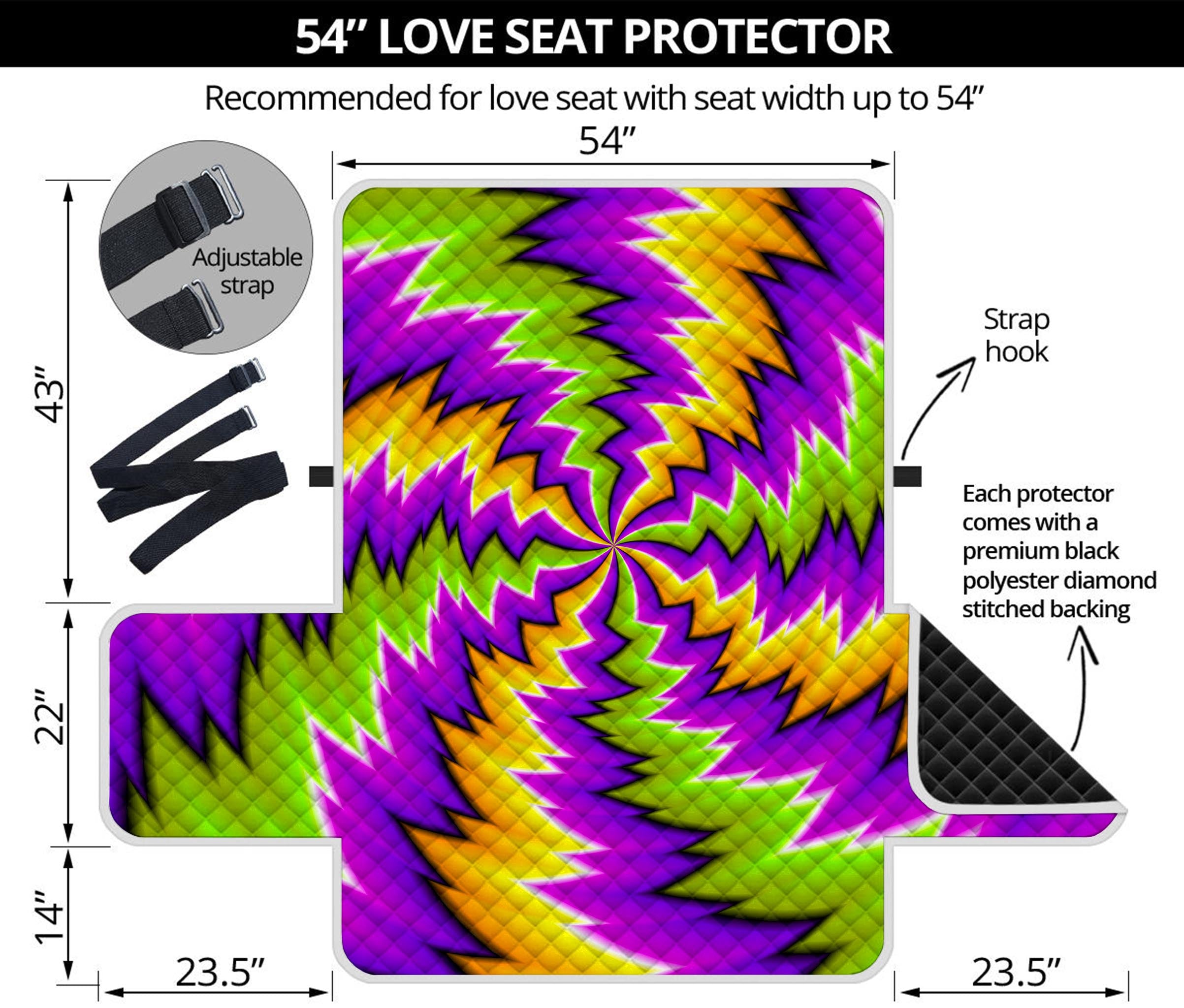 Dizzy Vortex Moving Optical Illusion Loveseat Protector