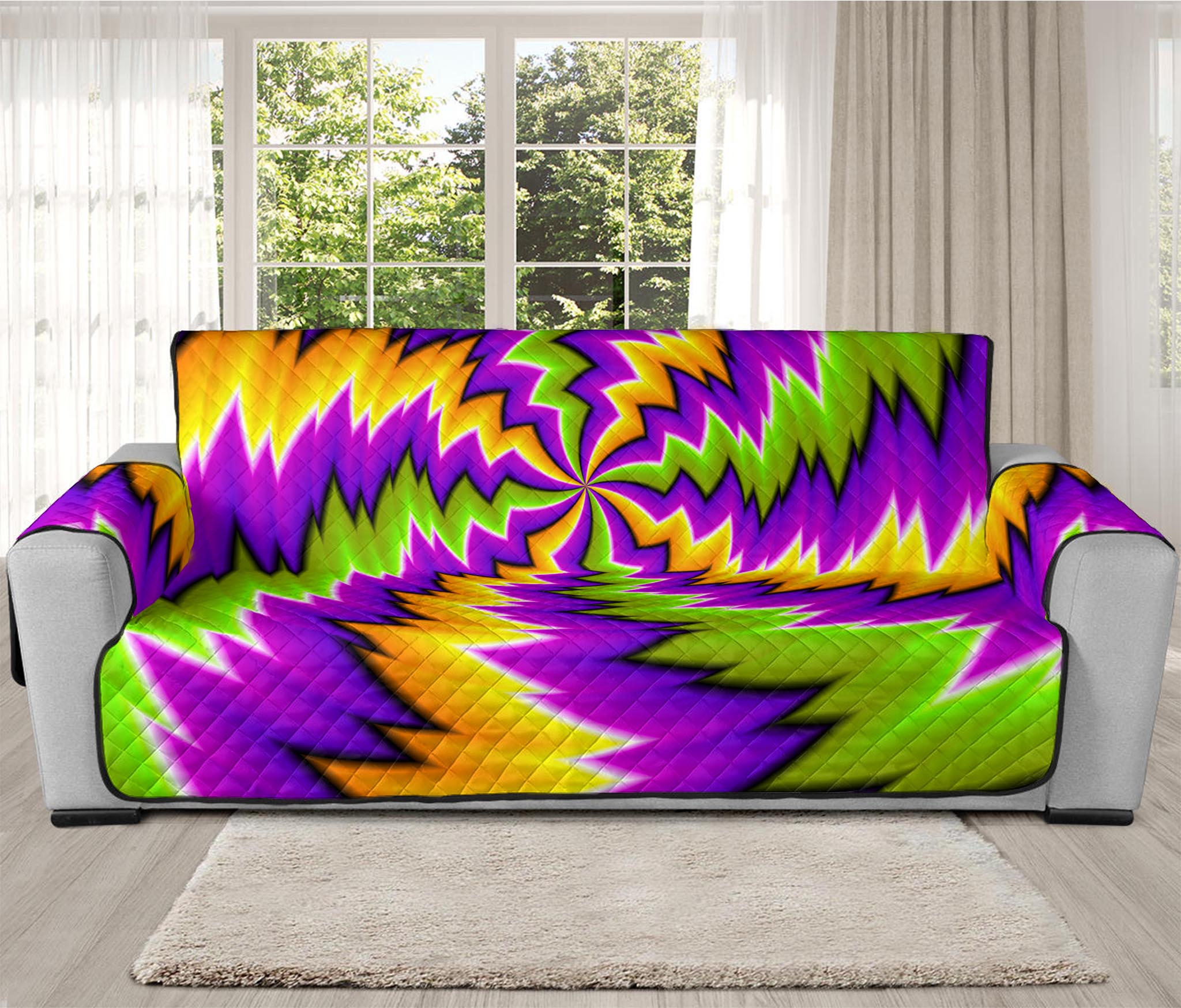 Dizzy Vortex Moving Optical Illusion Oversized Sofa Protector