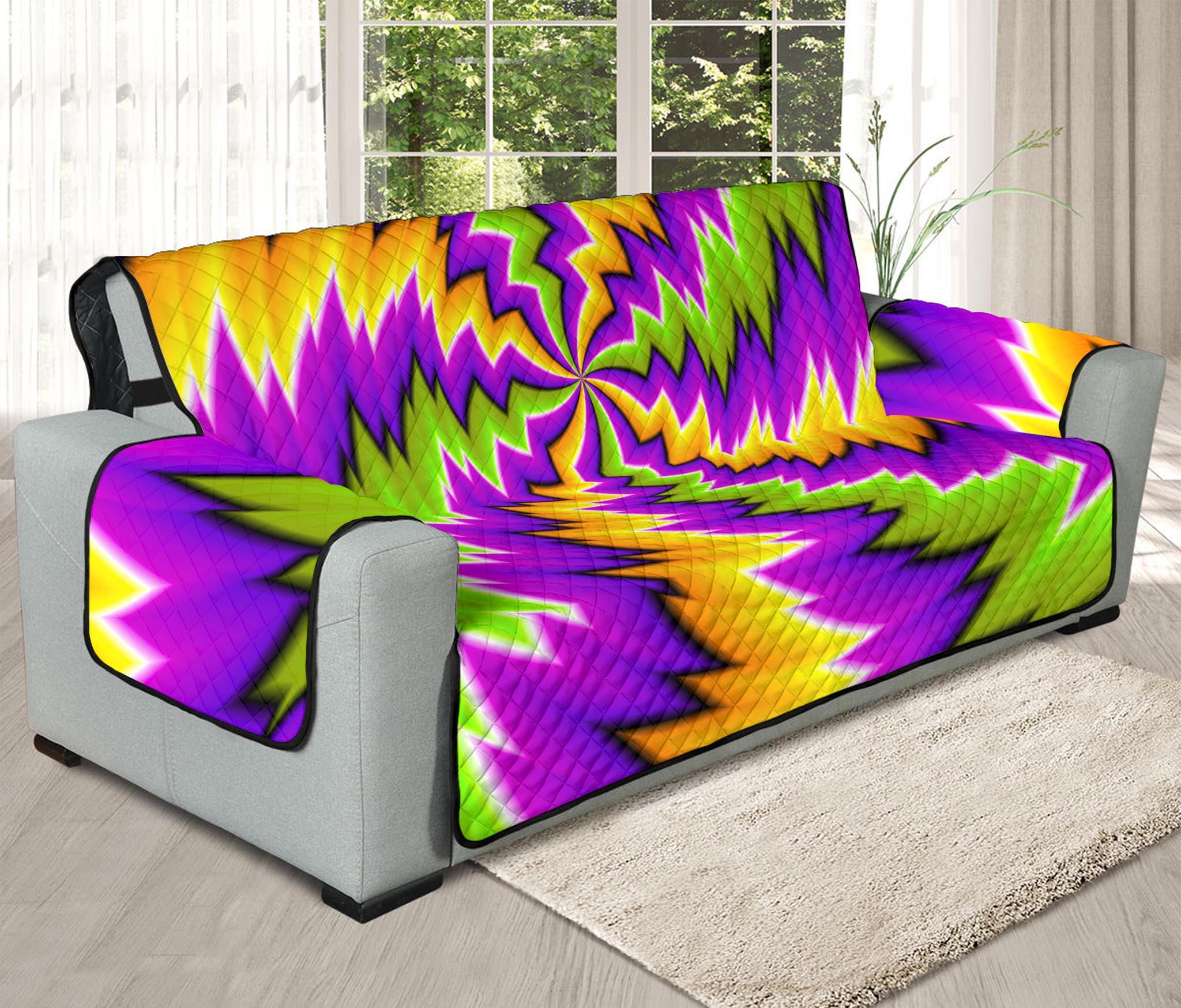 Dizzy Vortex Moving Optical Illusion Oversized Sofa Protector