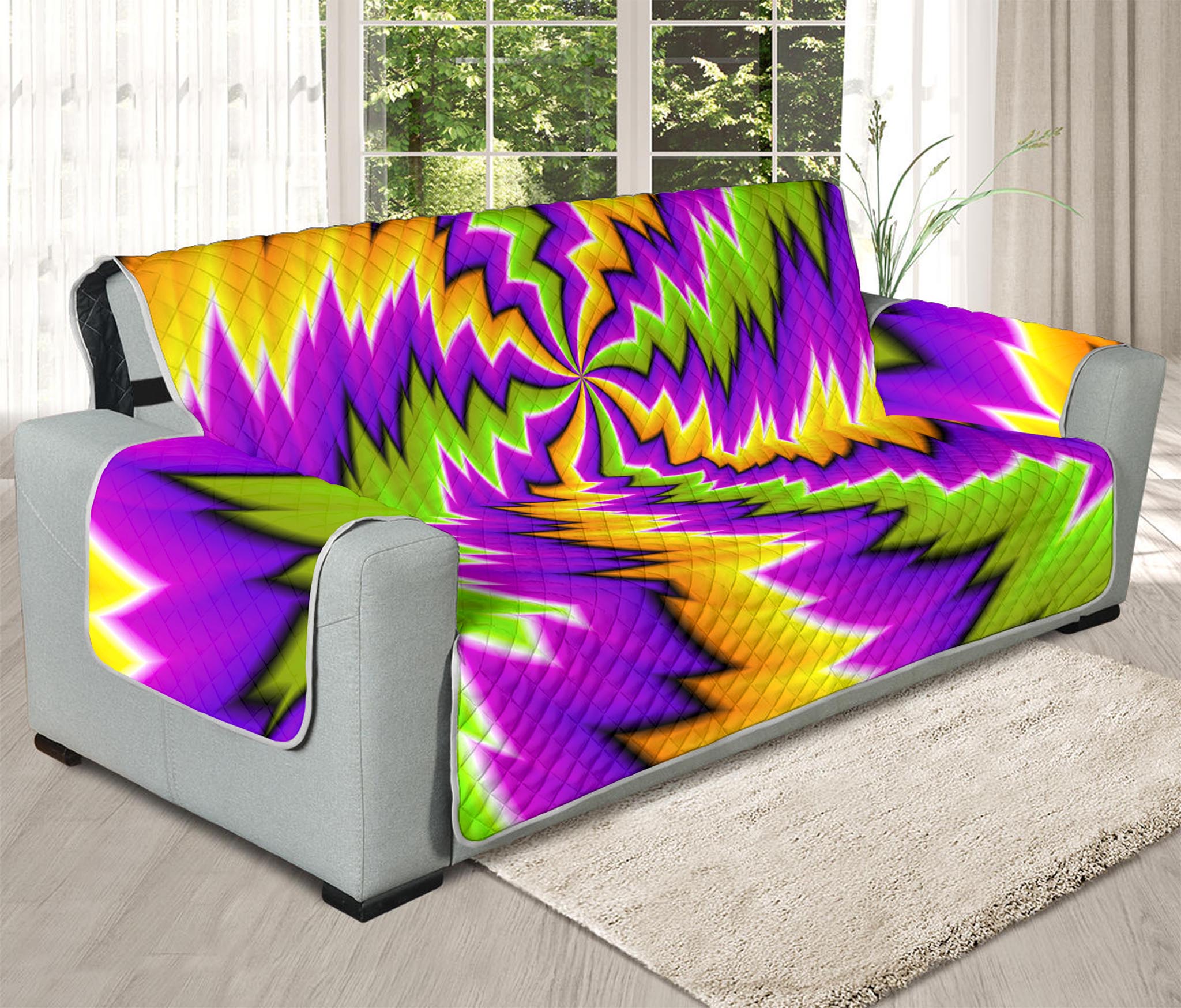 Dizzy Vortex Moving Optical Illusion Oversized Sofa Protector