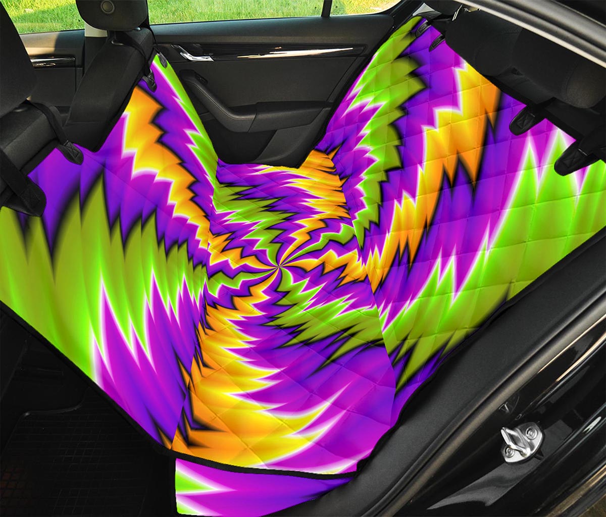 Dizzy Vortex Moving Optical Illusion Pet Car Back Seat Cover
