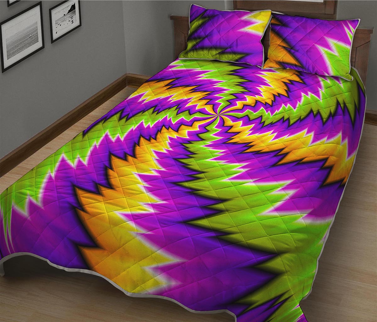 Dizzy Vortex Moving Optical Illusion Quilt Bed Set