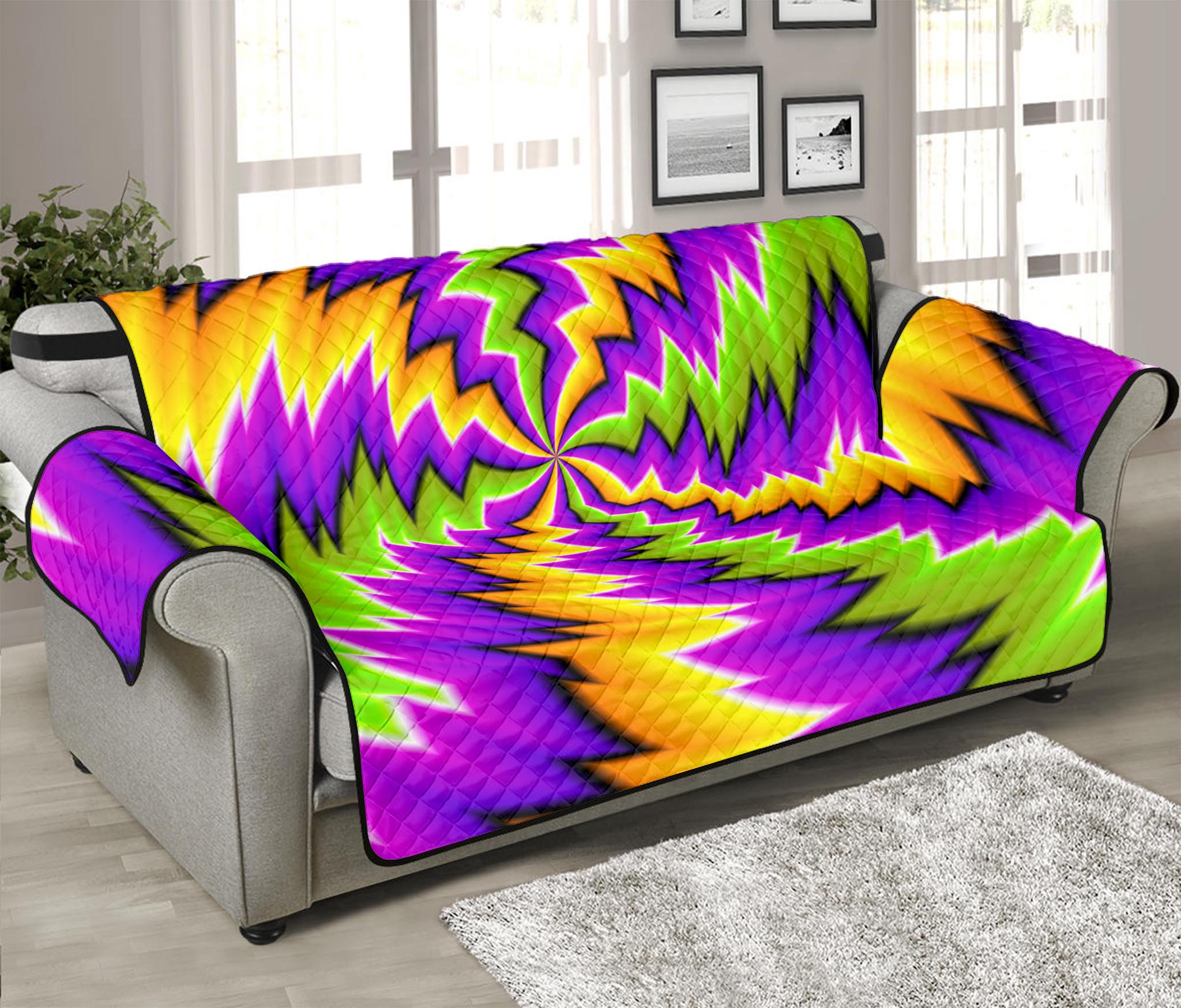 Dizzy Vortex Moving Optical Illusion Sofa Protector