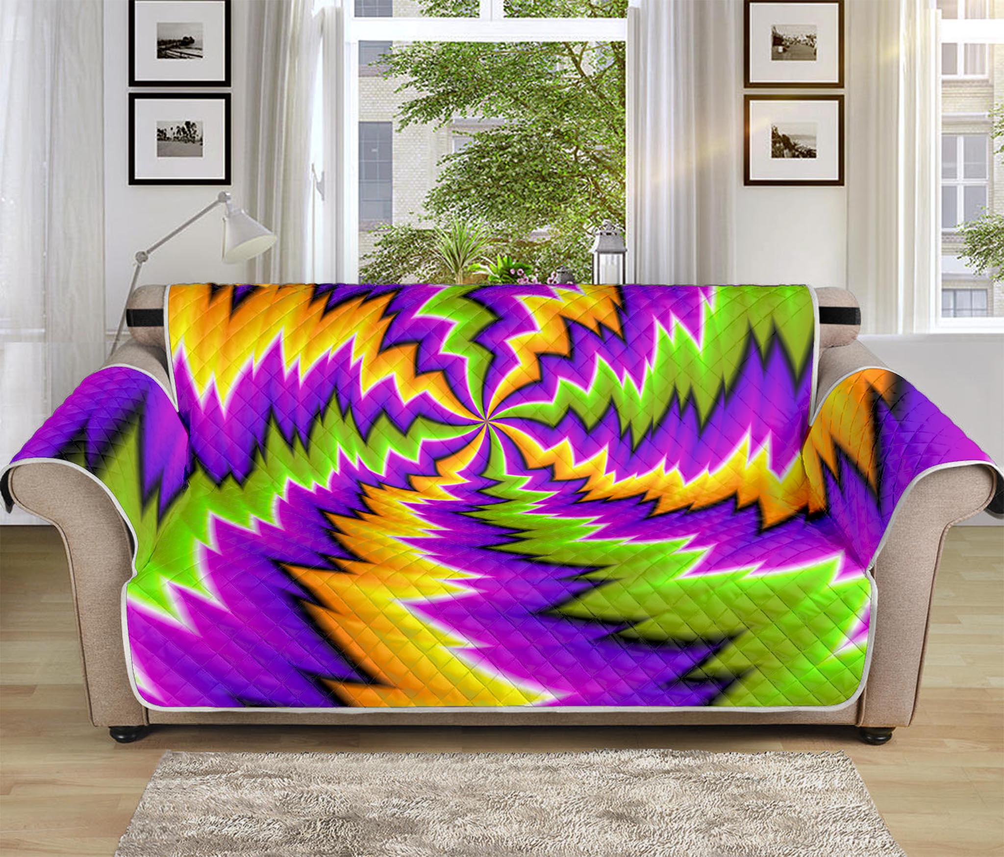 Dizzy Vortex Moving Optical Illusion Sofa Protector