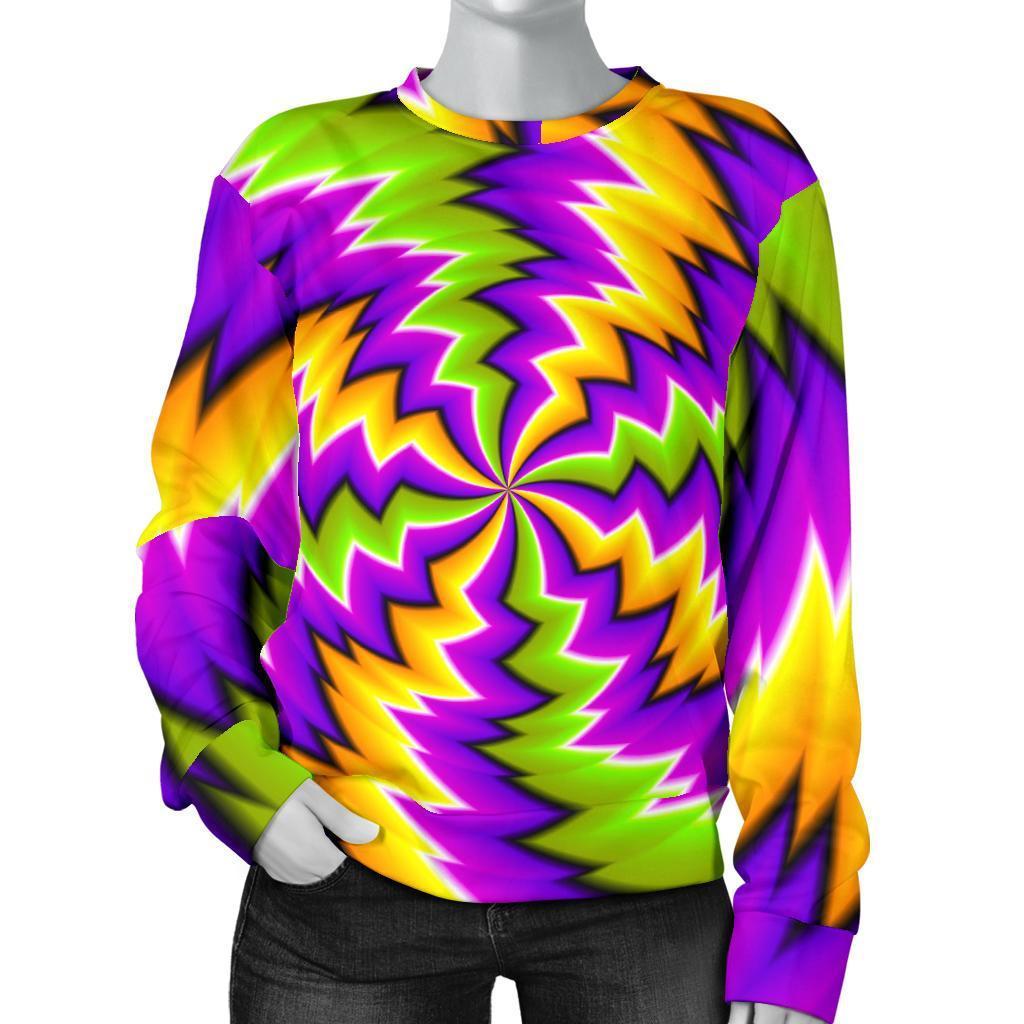 Dizzy Vortex Moving Optical Illusion Women's Crewneck Sweatshirt GearFrost
