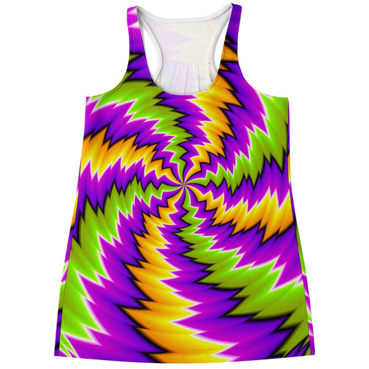 Dizzy Vortex Moving Optical Illusion Women's Racerback Tank Top