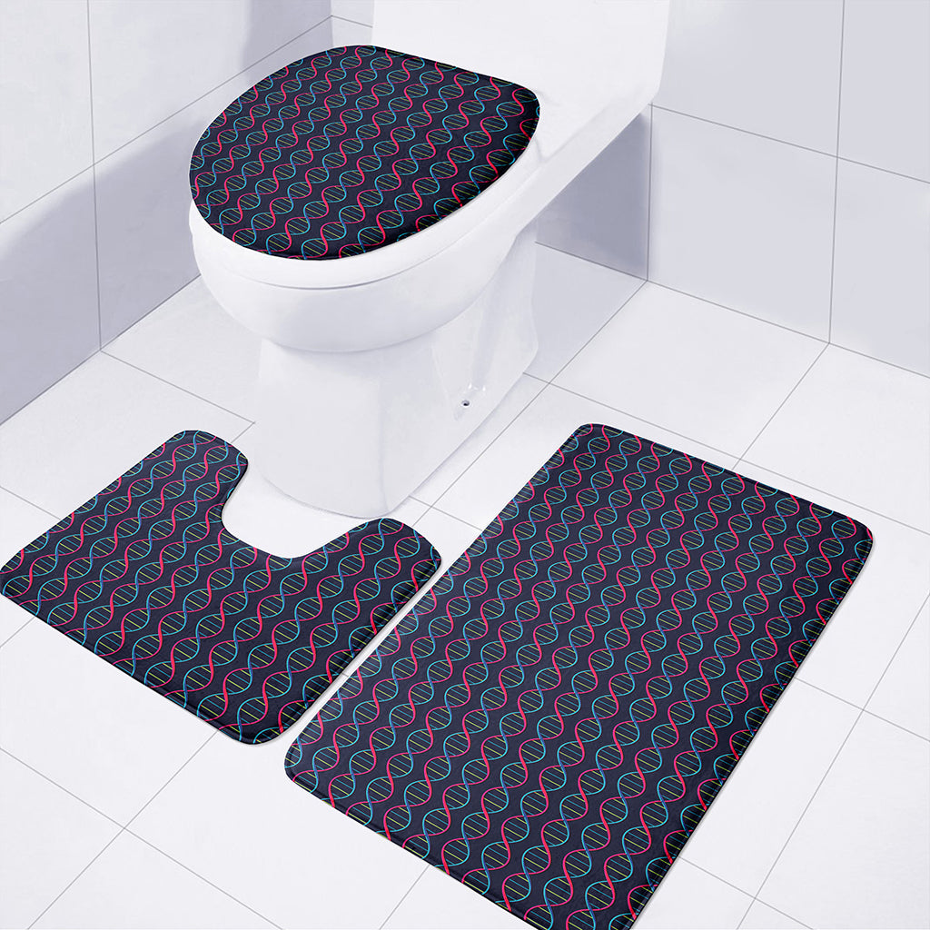 DNA Helix Pattern Print 3 Piece Bath Mat Set