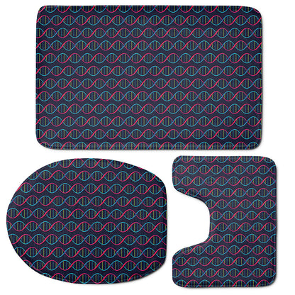 DNA Helix Pattern Print 3 Piece Bath Mat Set