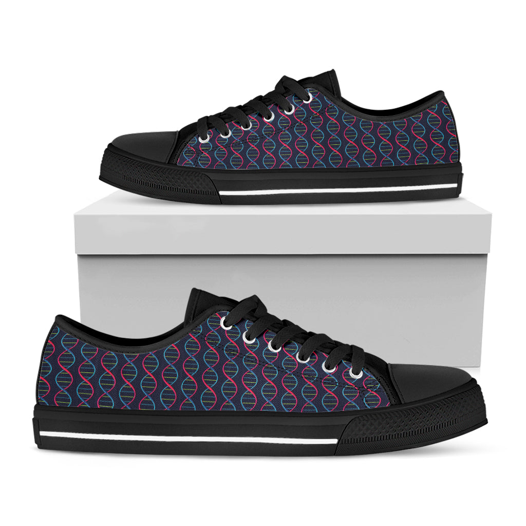DNA Helix Pattern Print Black Low Top Shoes