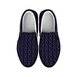 DNA Helix Pattern Print Black Slip On Shoes