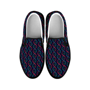 DNA Helix Pattern Print Black Slip On Shoes