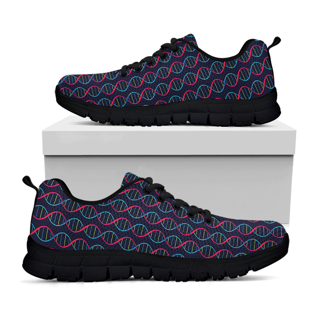 DNA Helix Pattern Print Black Sneakers