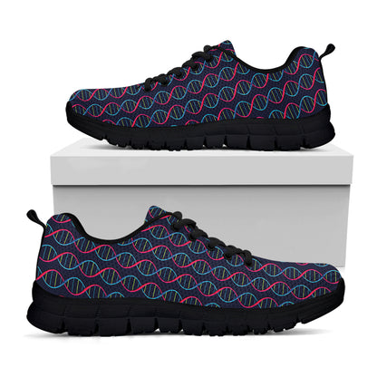 DNA Helix Pattern Print Black Sneakers
