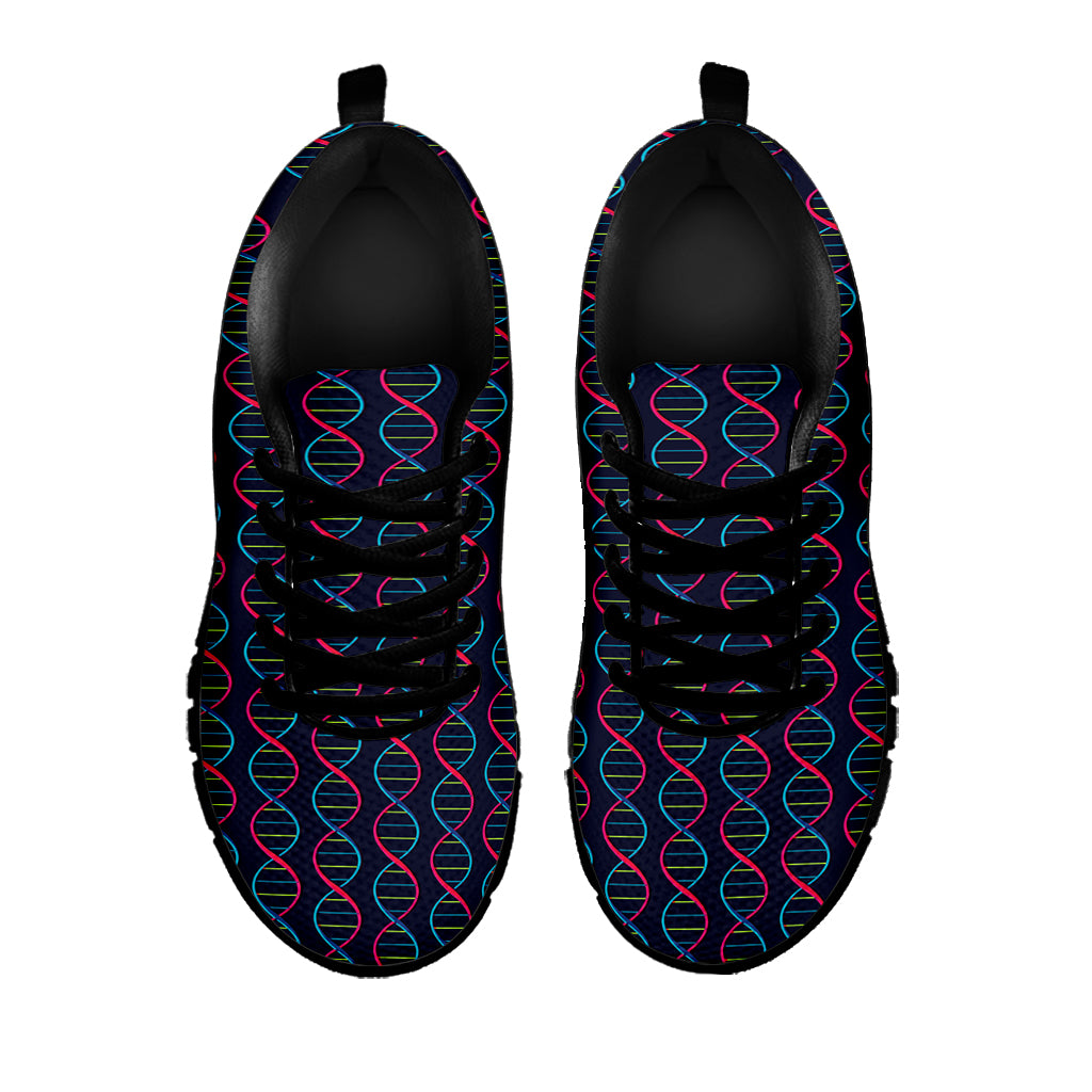 DNA Helix Pattern Print Black Sneakers