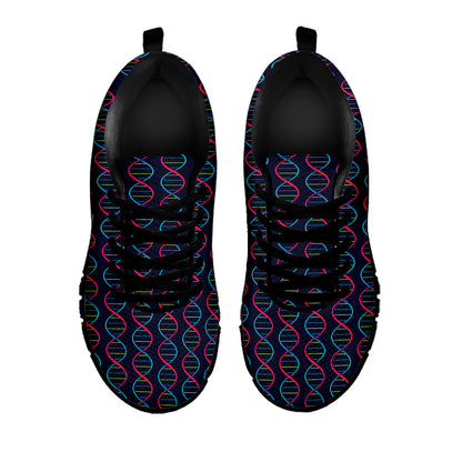 DNA Helix Pattern Print Black Sneakers