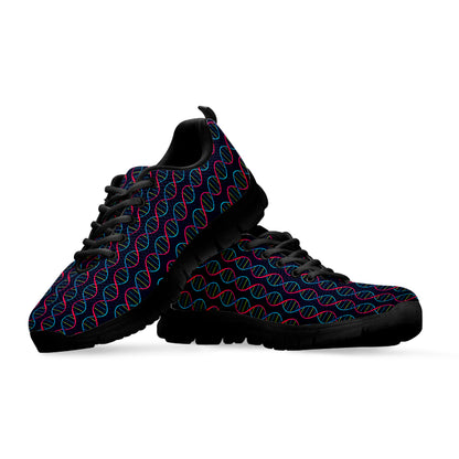 DNA Helix Pattern Print Black Sneakers