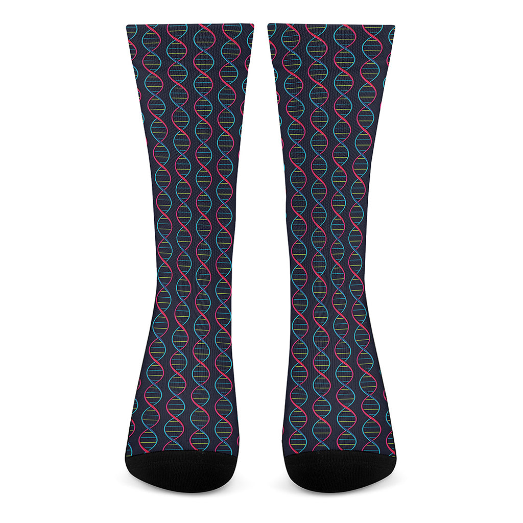 DNA Helix Pattern Print Crew Socks