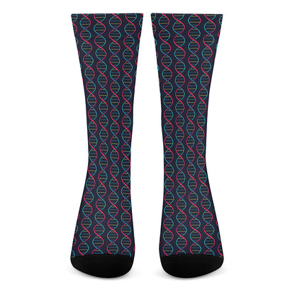 DNA Helix Pattern Print Crew Socks