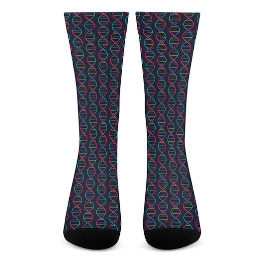 DNA Helix Pattern Print Crew Socks