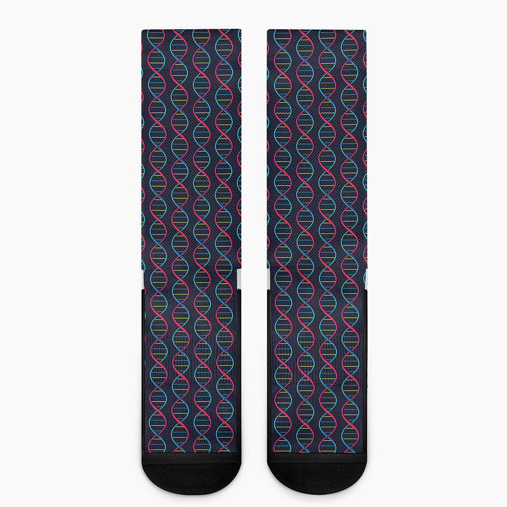 DNA Helix Pattern Print Crew Socks