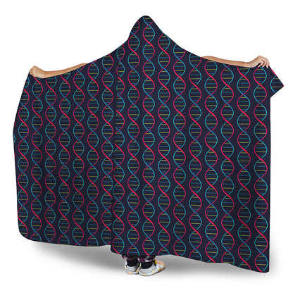 DNA Helix Pattern Print Hooded Blanket