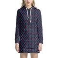DNA Helix Pattern Print Pullover Hoodie Dress