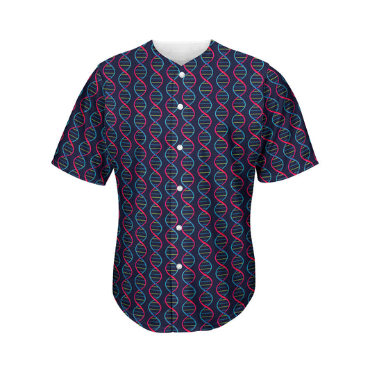 DNA Helix Pattern Print Men's Baseball Jersey