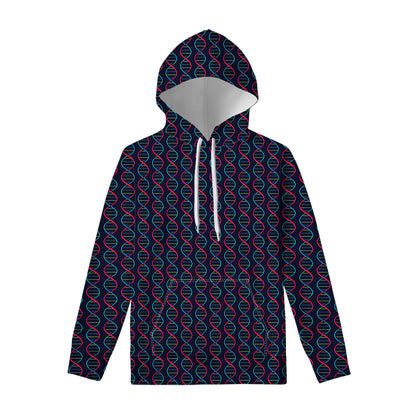 DNA Helix Pattern Print Pullover Hoodie