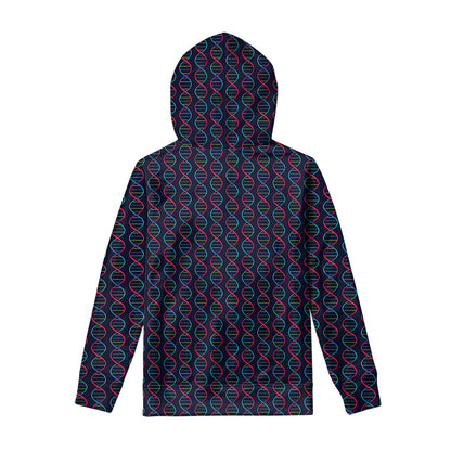 DNA Helix Pattern Print Pullover Hoodie