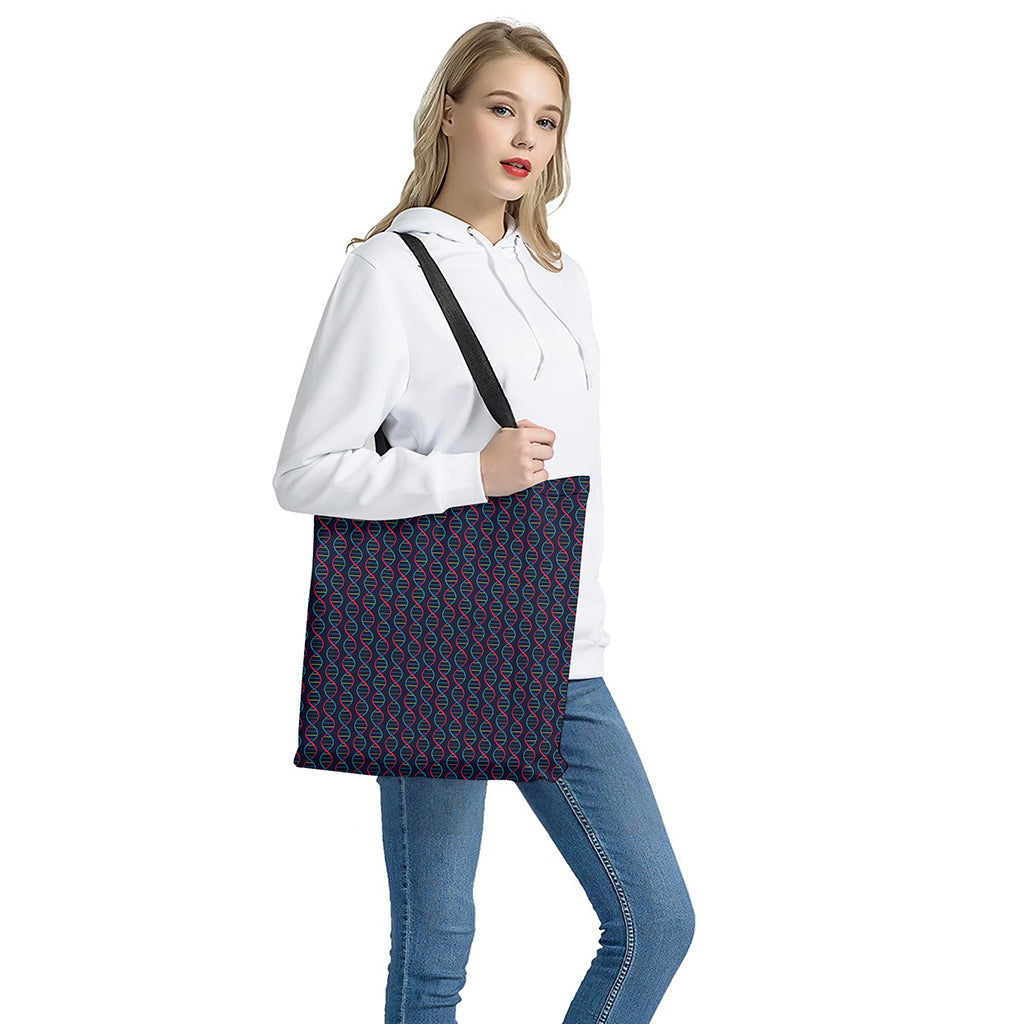 DNA Helix Pattern Print Tote Bag