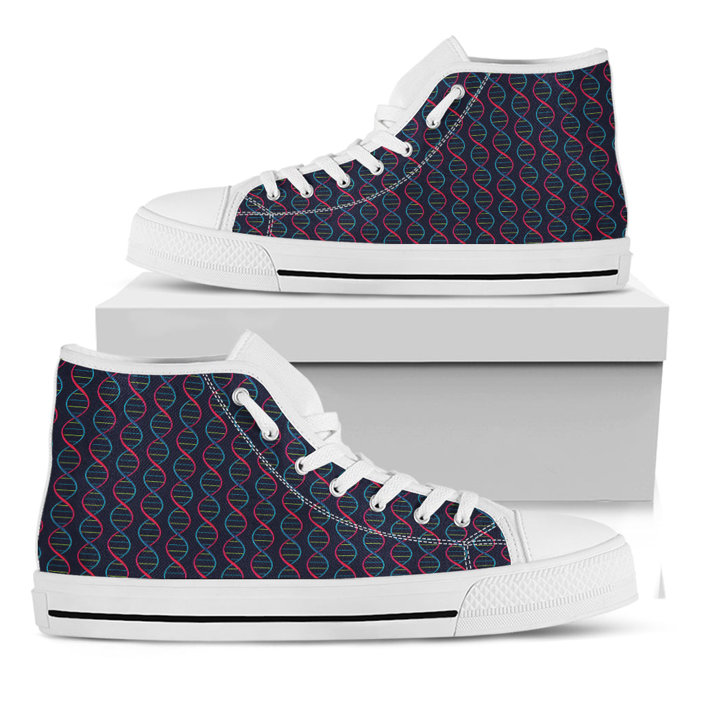 DNA Helix Pattern Print White High Top Shoes