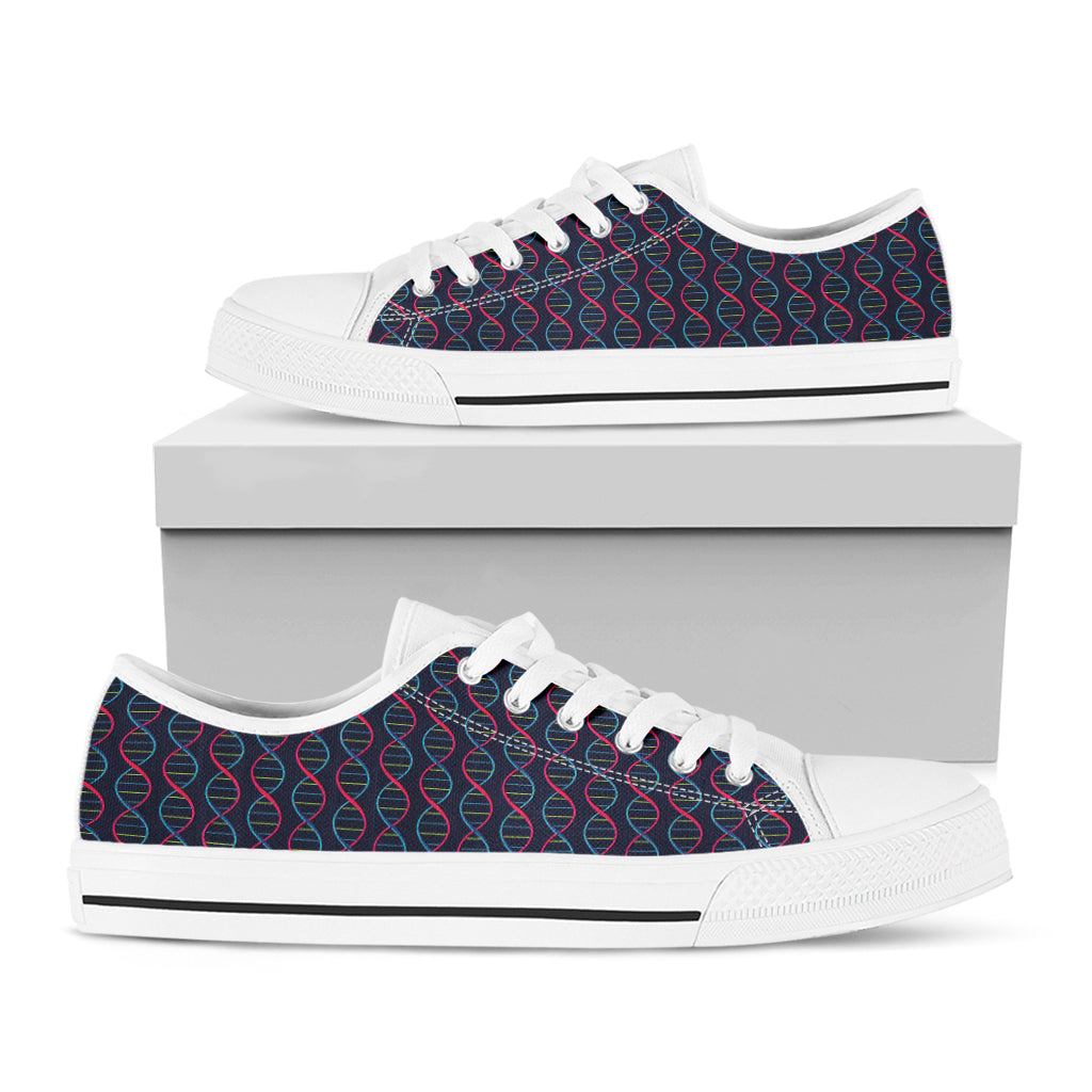 DNA Helix Pattern Print White Low Top Shoes