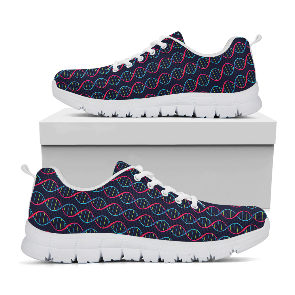 DNA Helix Pattern Print White Sneakers
