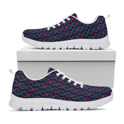 DNA Helix Pattern Print White Sneakers