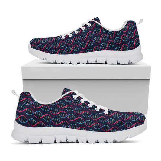 DNA Helix Pattern Print White Sneakers