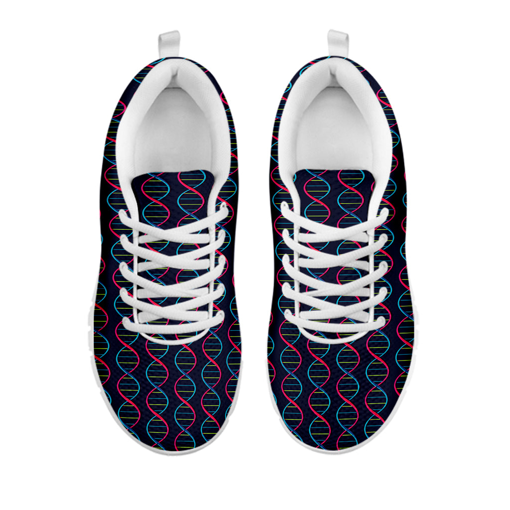 DNA Helix Pattern Print White Sneakers