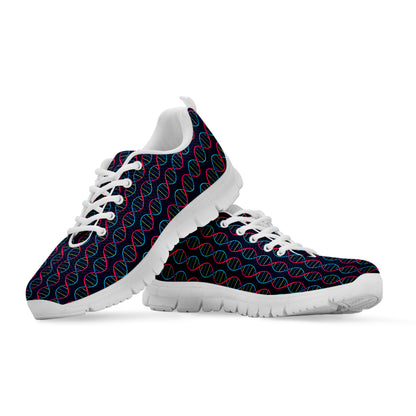 DNA Helix Pattern Print White Sneakers