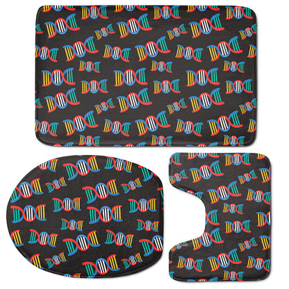 DNA Strands Pattern Print 3 Piece Bath Mat Set