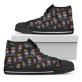 DNA Strands Pattern Print Black High Top Sneakers