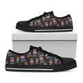 DNA Strands Pattern Print Black Low Top Sneakers