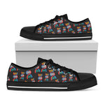 DNA Strands Pattern Print Black Low Top Shoes