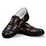DNA Strands Pattern Print Black Slip On Shoes