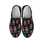 DNA Strands Pattern Print Black Slip On Shoes