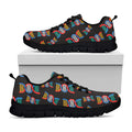 DNA Strands Pattern Print Black Running Shoes