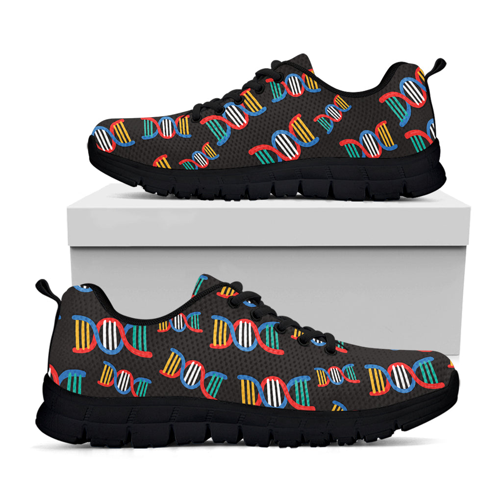 DNA Strands Pattern Print Black Sneakers