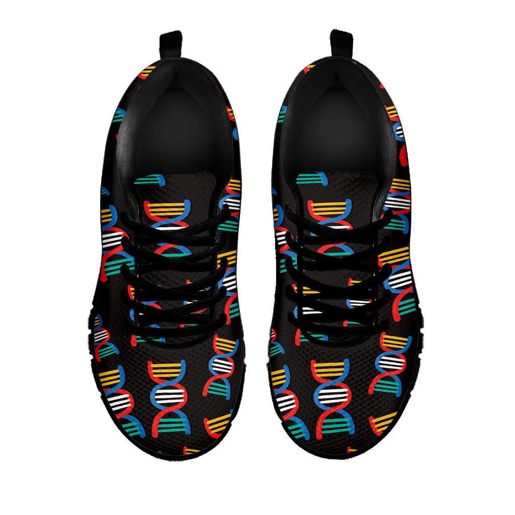 DNA Strands Pattern Print Black Sneakers
