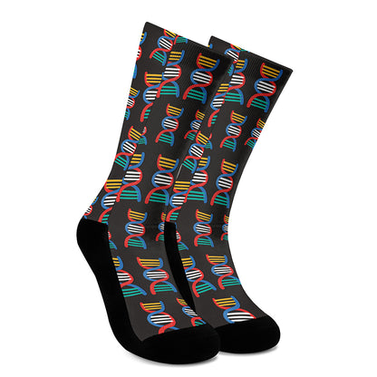 DNA Strands Pattern Print Crew Socks